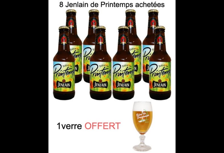 Bouteilles - Lot 8 bières Jenlain Printemps + verre