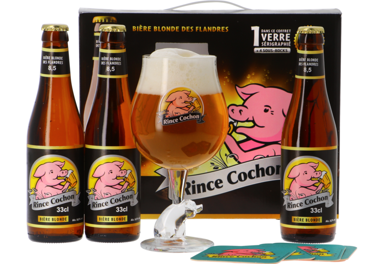 Cadeaus en accessoires - Giftpack Rince Cochon Bleu (3 Flessen 1 Glas)