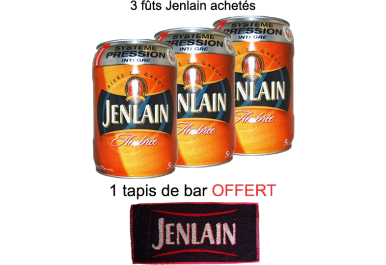 Brasserie Jenlain - 3 Fûts 5L Jenlain Ambrée + tapis bar