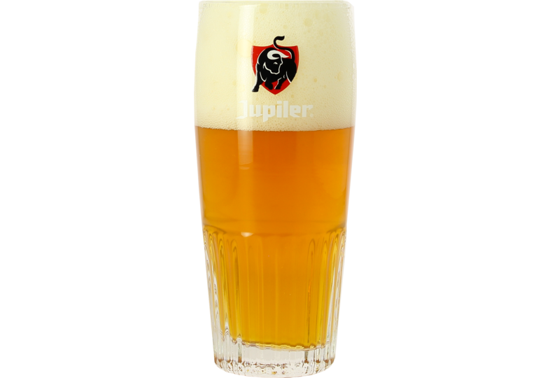 Verres à bière - Verre Jupiler strié - Logo rouge - 25 cl