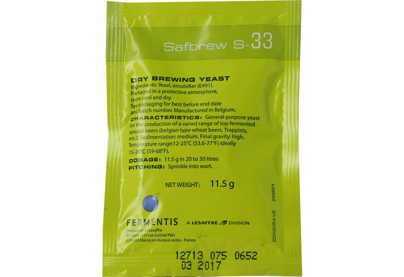 Levures pour fermentation - Levure sèche Safbrew S-33 11g