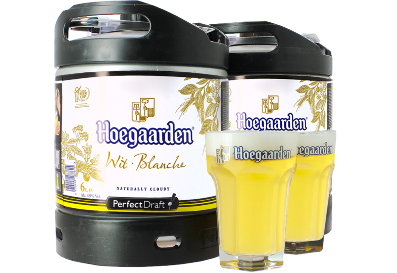 Fûts de bière - Pack 2 Fûts 6L Hoegaarden avec 2 verres