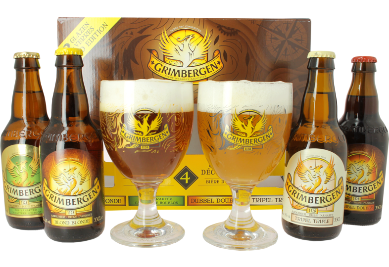 Accessoires et cadeaux - Coffret Grimbergen Discovery - 4 bières + 2 verres