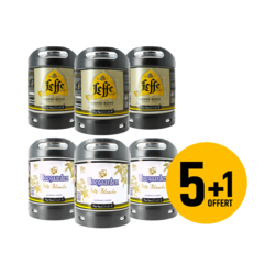Fûts de bière - Assortiment 3 fûts 6L de Leffe blonde et 3 fûts 6L Hoegaarden (dont 1 offert)