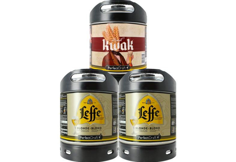 Fûts de bière - Assortiment 3 fûts 6L : 2 Leffe Blonde - 1 Kwak
