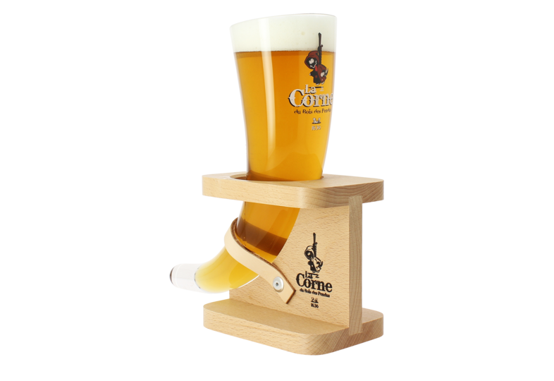 Beer glasses - La Corne Du Bois Des Pendus Red horn glass + wooden stand