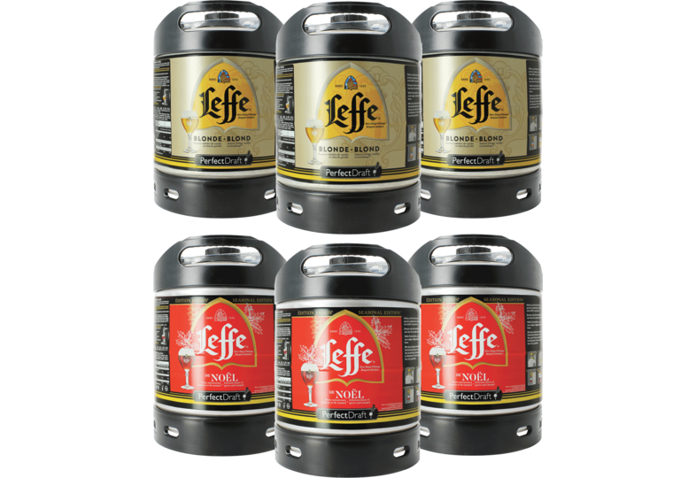 Fûts de bière - Assortiment 6 fûts : 3 Leffe blonde - 3 Leffe de Noël