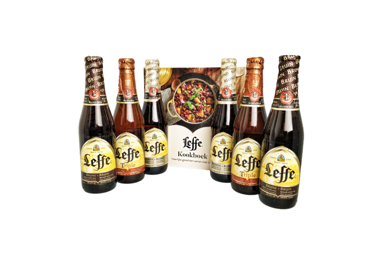 Cadeaus en accessoires - 2 Leffe Blonde, 2 Bruin en 2 Tripel + GRATIS Leffe Kookboek!