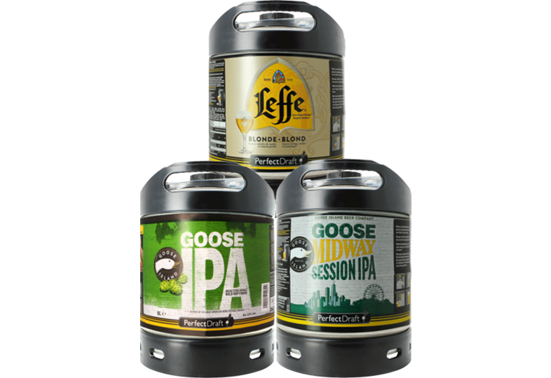 Fusti di birra - Cofanetto 3 fusti 6L Goose Island IPA - Goose Midway - Leffe Blonde