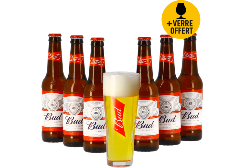 Accessoires et cadeaux - Assortiment Bud 6 bières et 1 verre offert