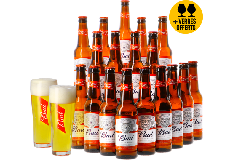 Accessori e regali - Budweiser Budweiser Bud 18 pack + 2 bicchieri gratis