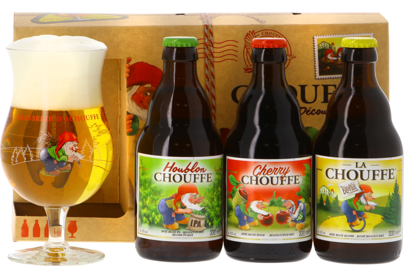 Accessoires et cadeaux - Coffret Chouffe Découverte 3 bières + 1 verre 33 cl