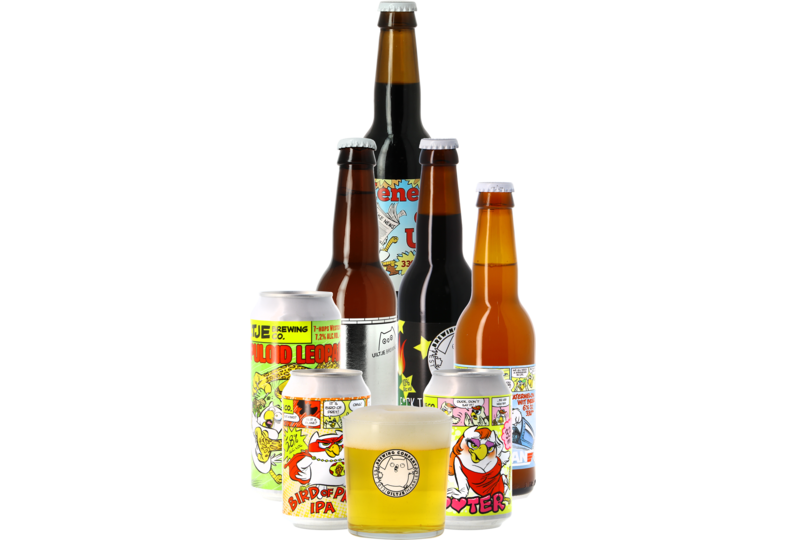 Cadeaus en accessoires - Assortiment Uiltje (7 bières + 1 Verre plat 30 cl)