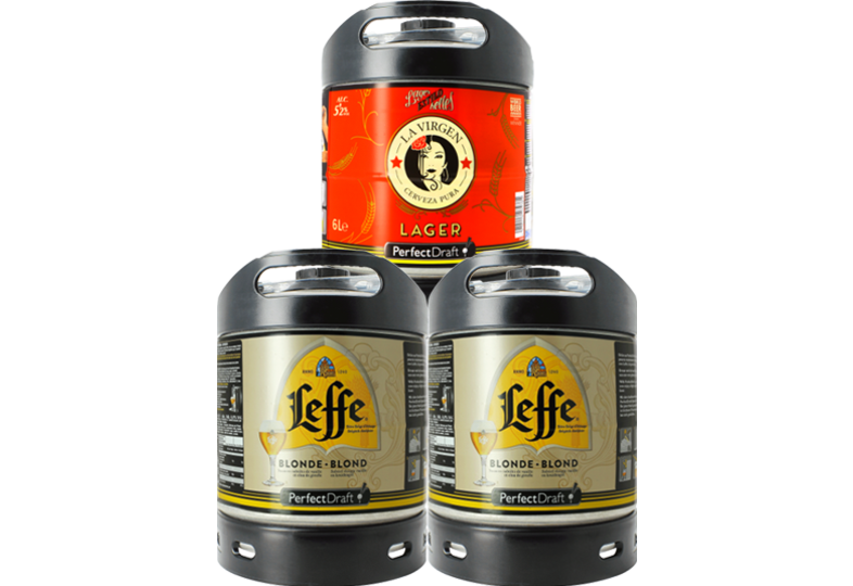 Bier Tapvatjes - 3 tapvaatjes 6L : 2 Leffe Blonde - 1 La Virgen
