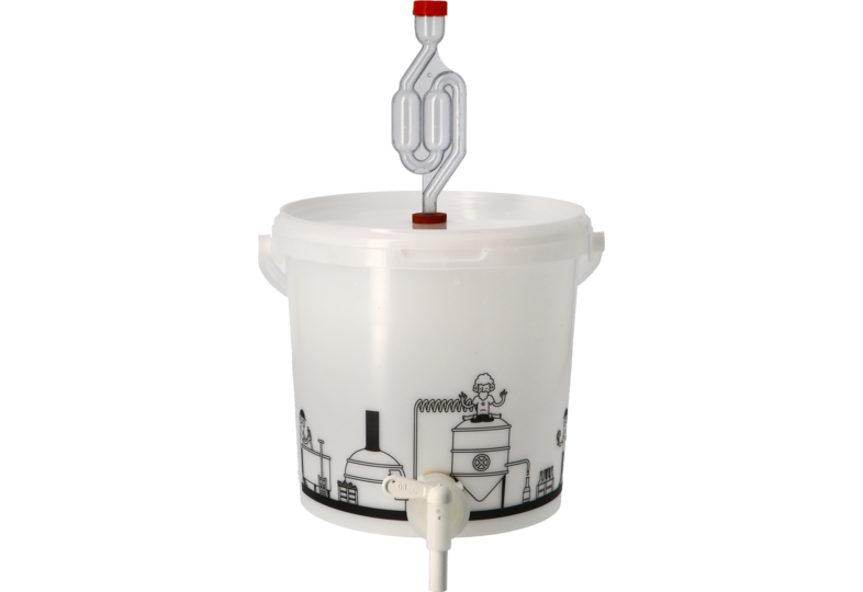 Accessoires du brasseur - Seau de fermentation 6,2L gradué et percé avec Robinet, couvercle troué et Barboteur