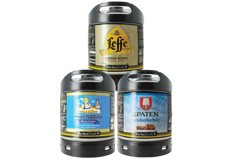 Kegs - Assortiment 3 fûts 6L : Leffe Blonde - Löwenbräu Oktoberfestbier - Spaten Oktoberfestbier