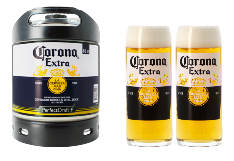 Fatöl - Corona Extra PerfectDraft 6-liters Fat + 2 glas