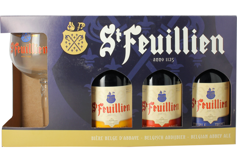 Coffrets cadeaux verre et bière - Coffret St Feuillien (3 bières + 1 verre)