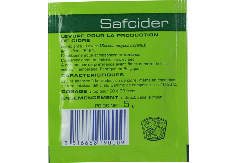 Levures pour fermentation - Levure Safcider 5g