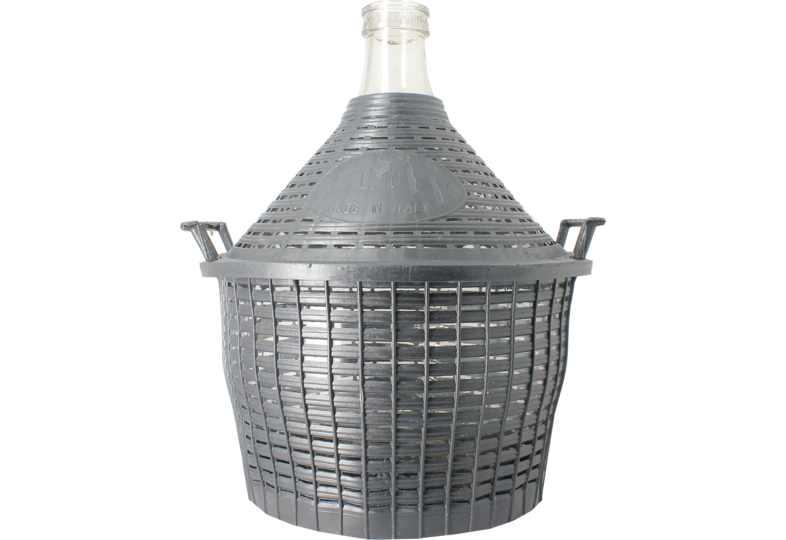 Dames-Jeannes - 10 litre standard neck demijohn with basket