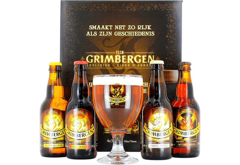 Coffrets cadeaux verre et bière - Coffret Grimbergen Livre (4 bières 1 verre)