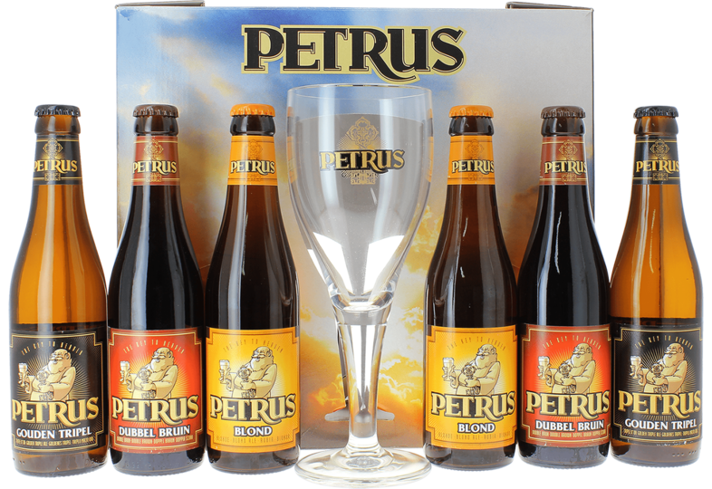 Coffrets cadeaux verre et bière - Coffret Petrus (6 bières + 1 verre)