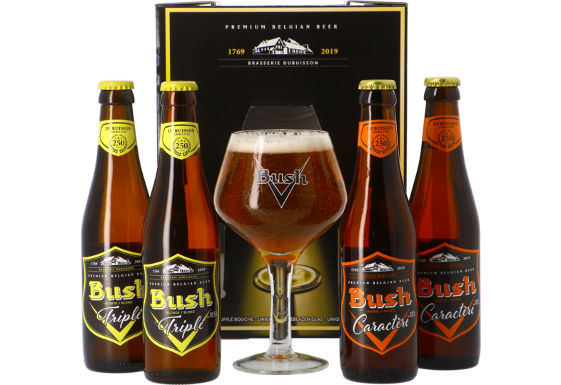 Coffrets cadeaux verre et bière - Coffret Bush (4 bières 1 verre)