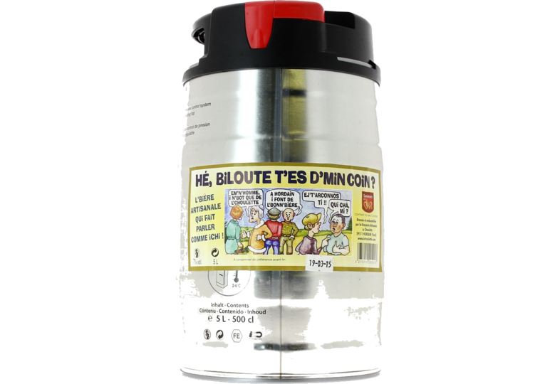 Fûts de bière - Fût 5L Hé biloute t'es d'min coin Fontaine SPI