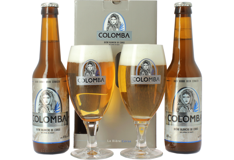 Pack regalo con cerveza y vasos - Coffret Colomba
