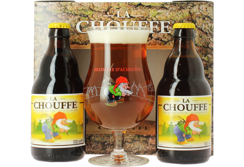 Gift box with beer and glass - Coffret Chouffe Blonde (2 bières, 1 verre)