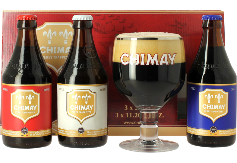 Coffrets cadeaux verre et bière - Coffret Trilogie Chimay (3 bières + 1 verre)